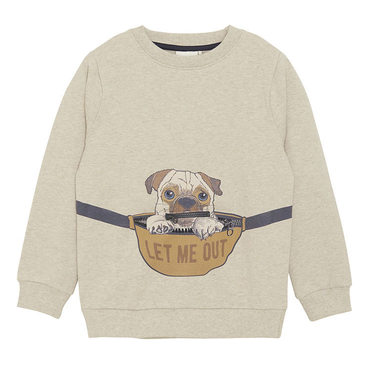 Minymo Sweatshirt - Beigemeleret m. Hund