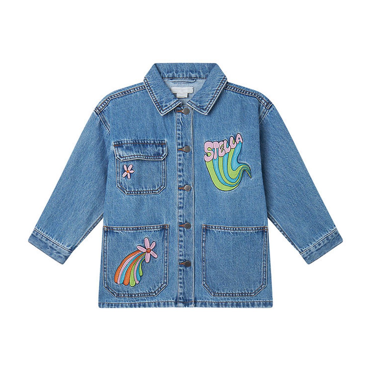 Stella McCartney Kids Denimjakke - Blå m. Stjerneskud