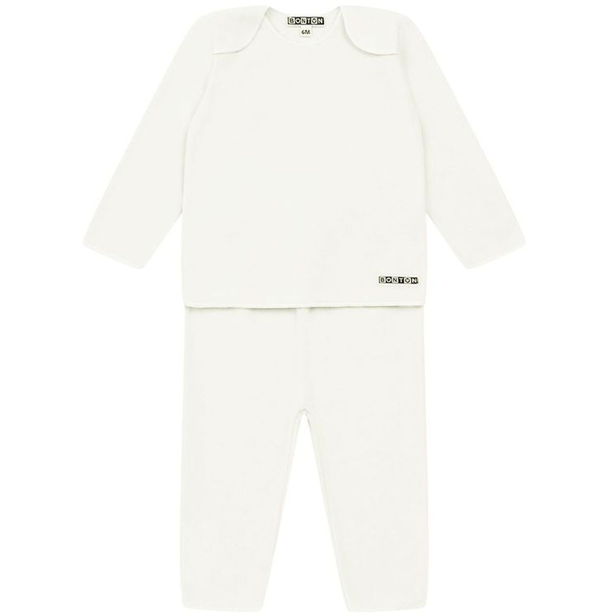 Bonton Sæt - Bluse/Bukser - Fleece - Creme