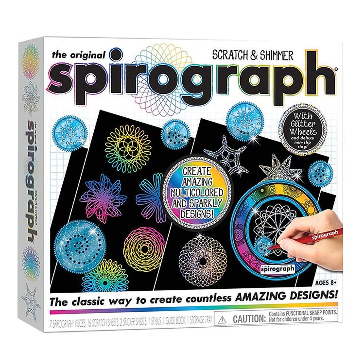 Spirograph Tegnesæt - 28 Dele - Scratch & Shimmer