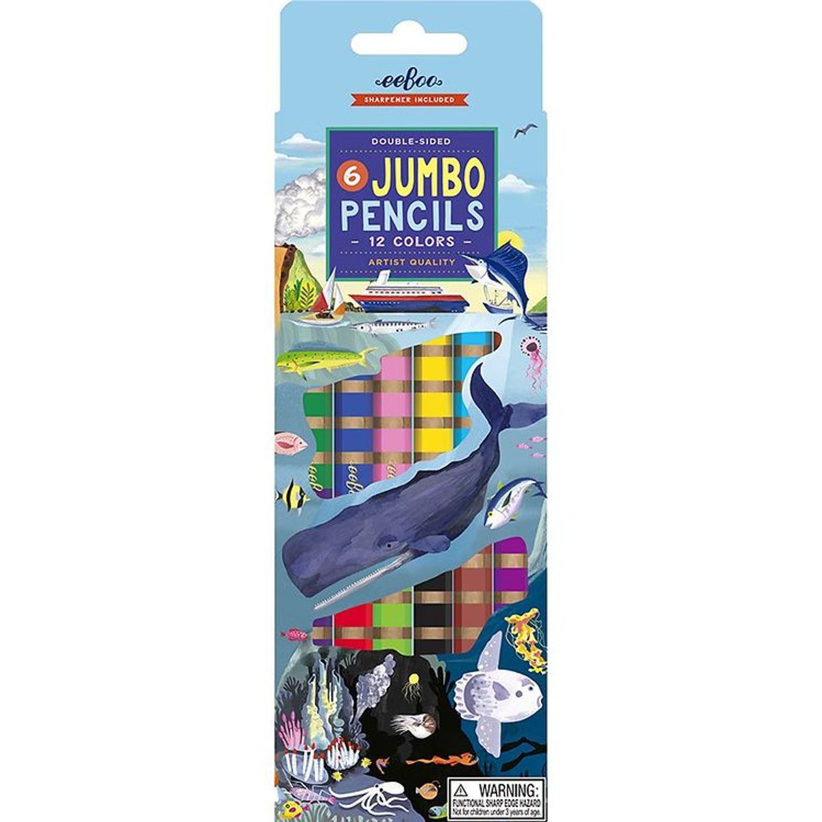 Eeboo Farveblyanter - Jumbo - 6 Stk. - Under The Sea