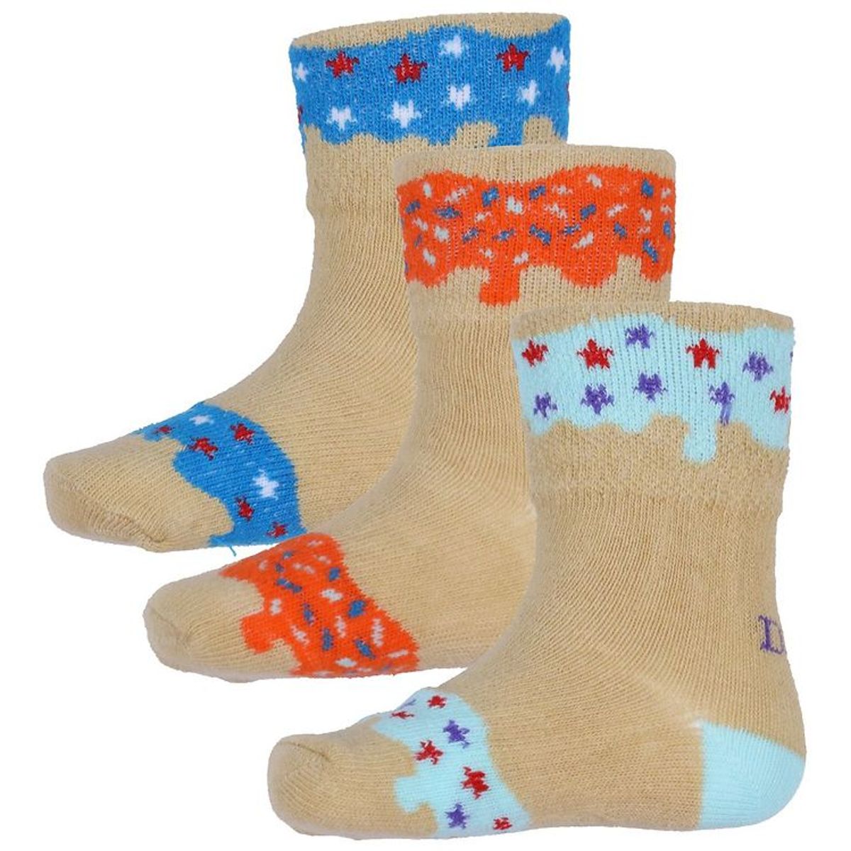 Dooky Strømper - Donut Socks - 3-Pak - Blueberry Orange