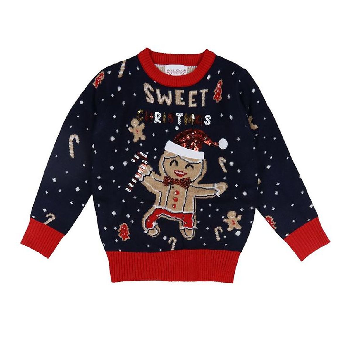 Jule-Sweaters Bluse - Cute Cookie Man - Strik - Blå