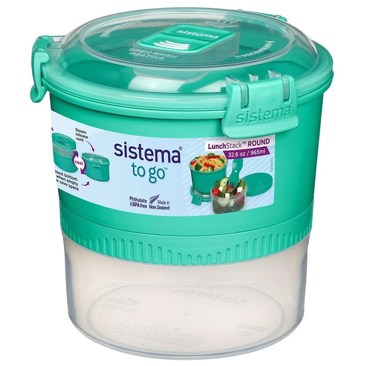 Sistema Madkasse m. Bestik - Lunch Stack - 965 ml - Turkis