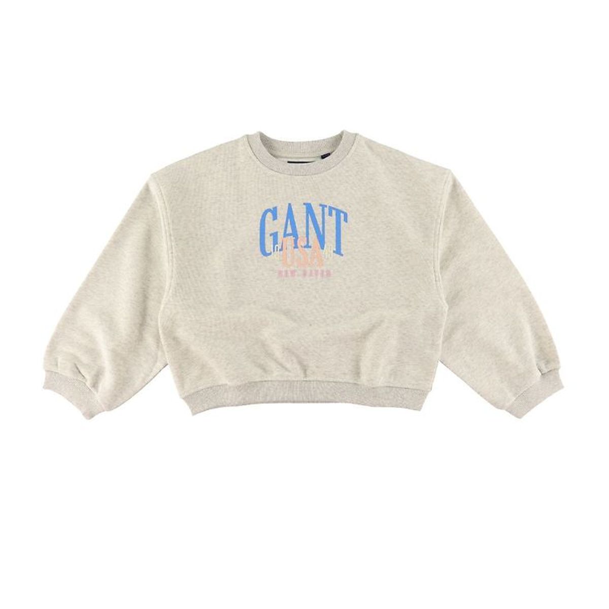 GANT Sweatshirt - C-Neck - Cropped - Rubber Grey Melange