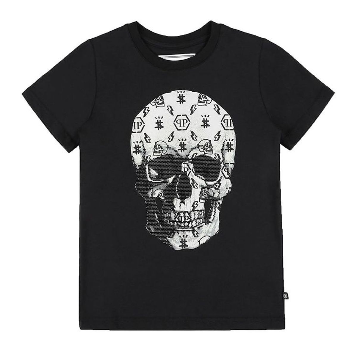 Philipp Plein T-Shirt - Stones Skull - Sort m. Hvid/Similisten