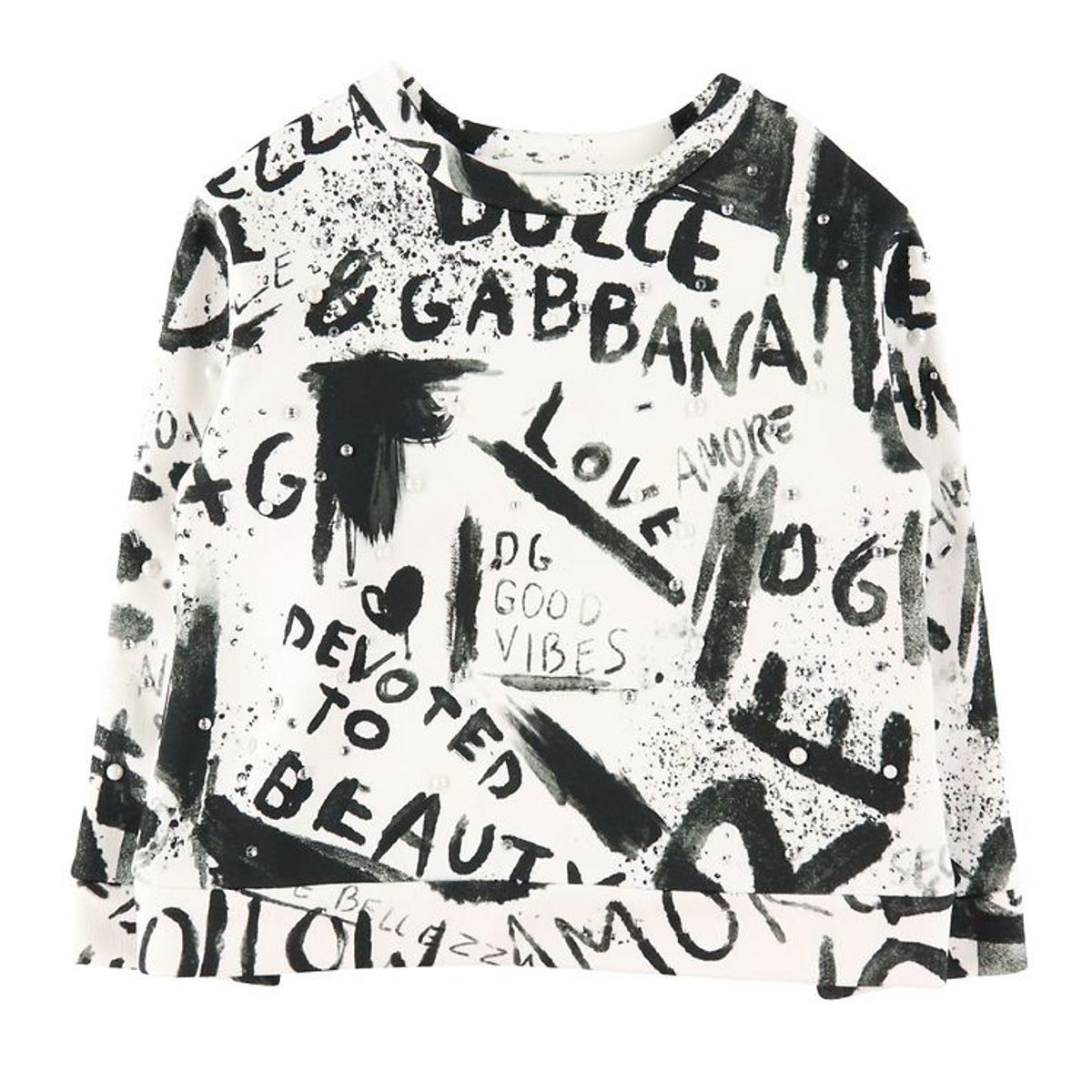 Dolce & Gabbana Sweatshirt - DG Next - Hvid/Sort m. Perler