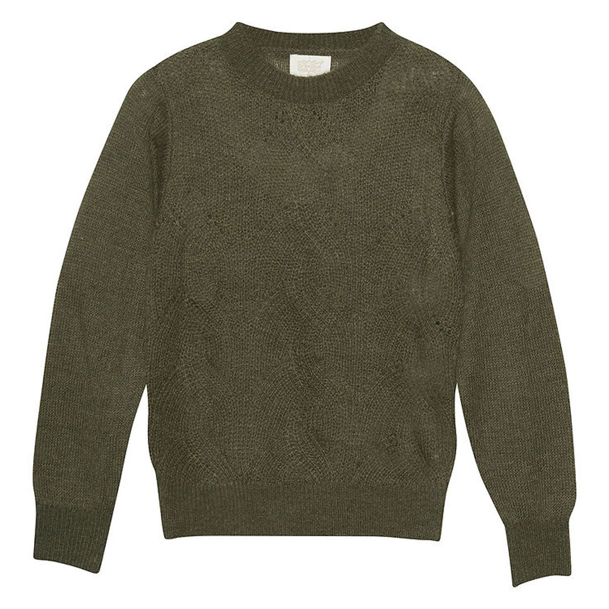 Creamie Bluse - Strik - Olive Night m. Hulmønster