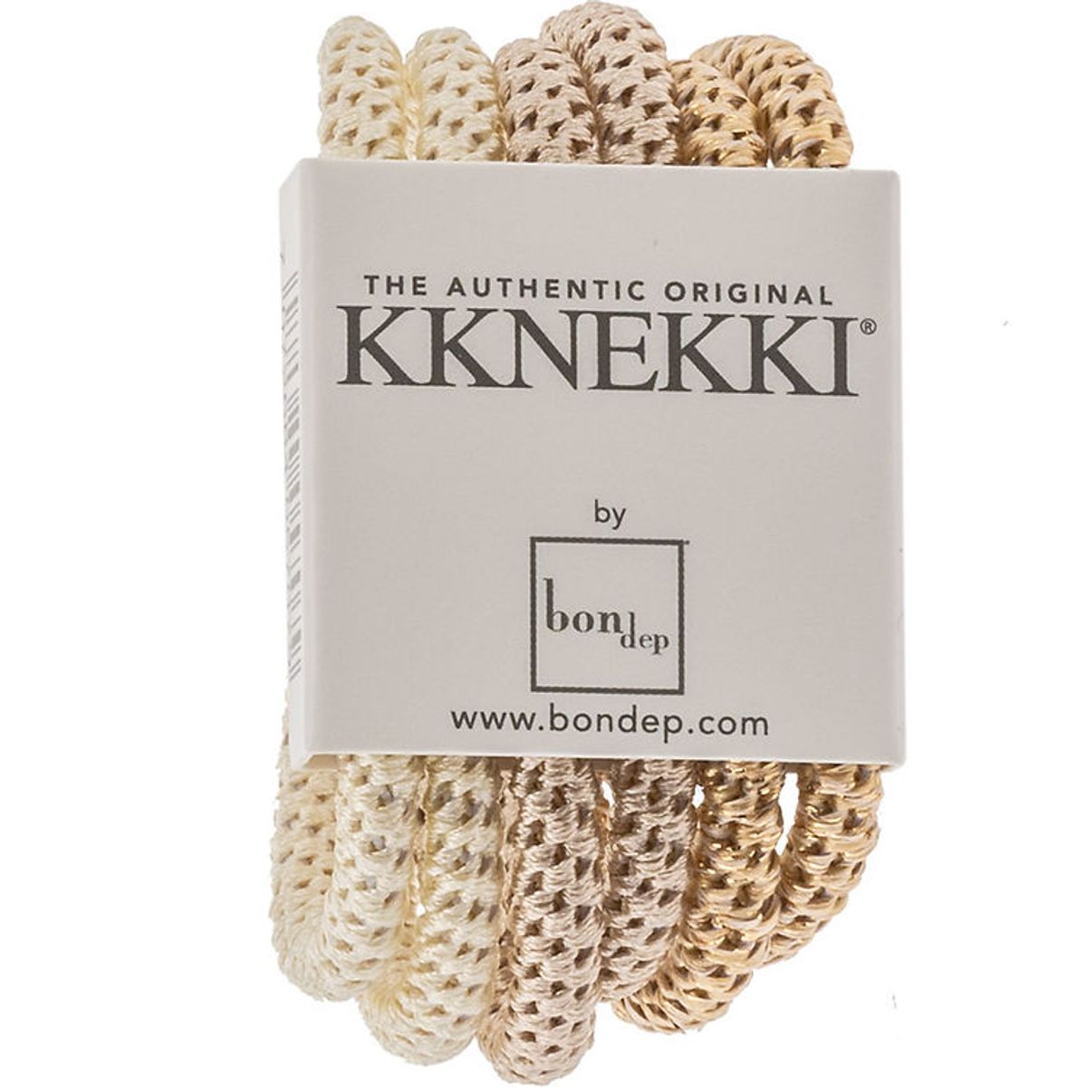 Kknekki Hårelastikker - Slim - 6-pak - Hvid/Beige/Guld