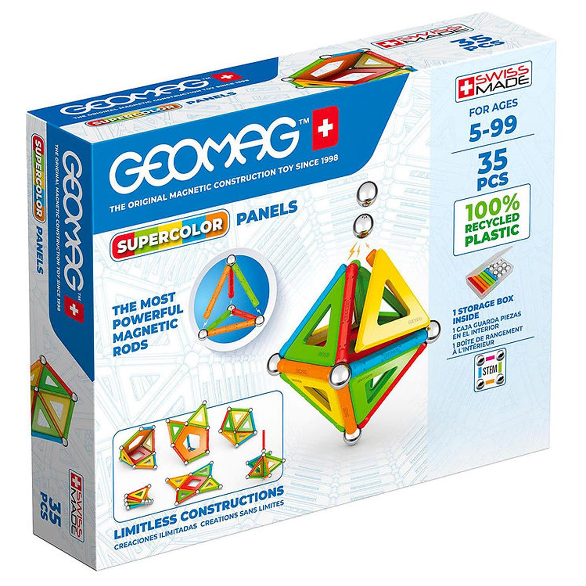 Geomag Magnetsæt - Supercolor Panels Recycled - 35 Dele