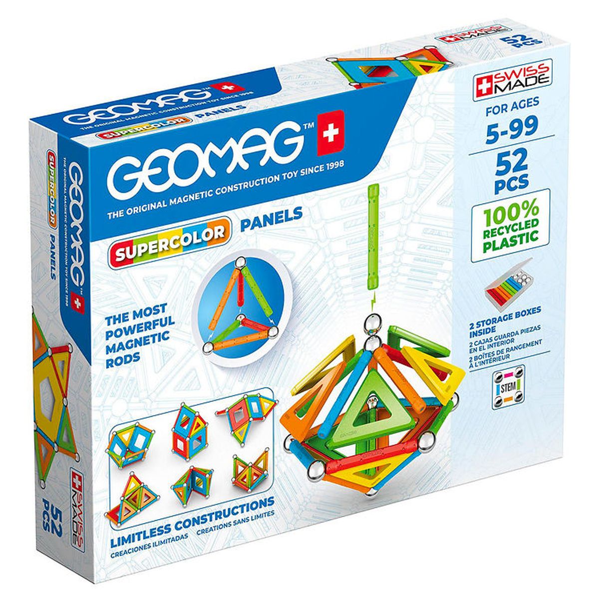 Geomag Magnetsæt - Supercolor Panels Recycled - 52 Dele