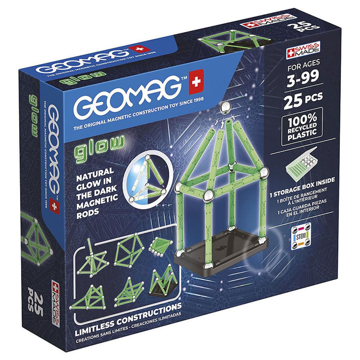 Geomag Magnetsæt - Glow Recycled - 25 Dele