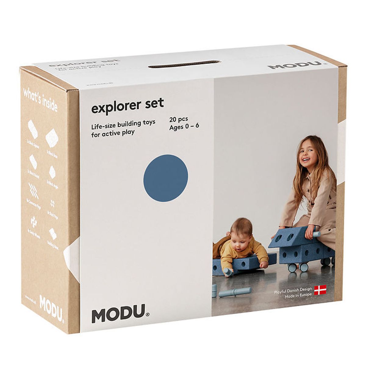 MODU Explorer Sæt - 20 Dele - Deep Blue/Sky Blue