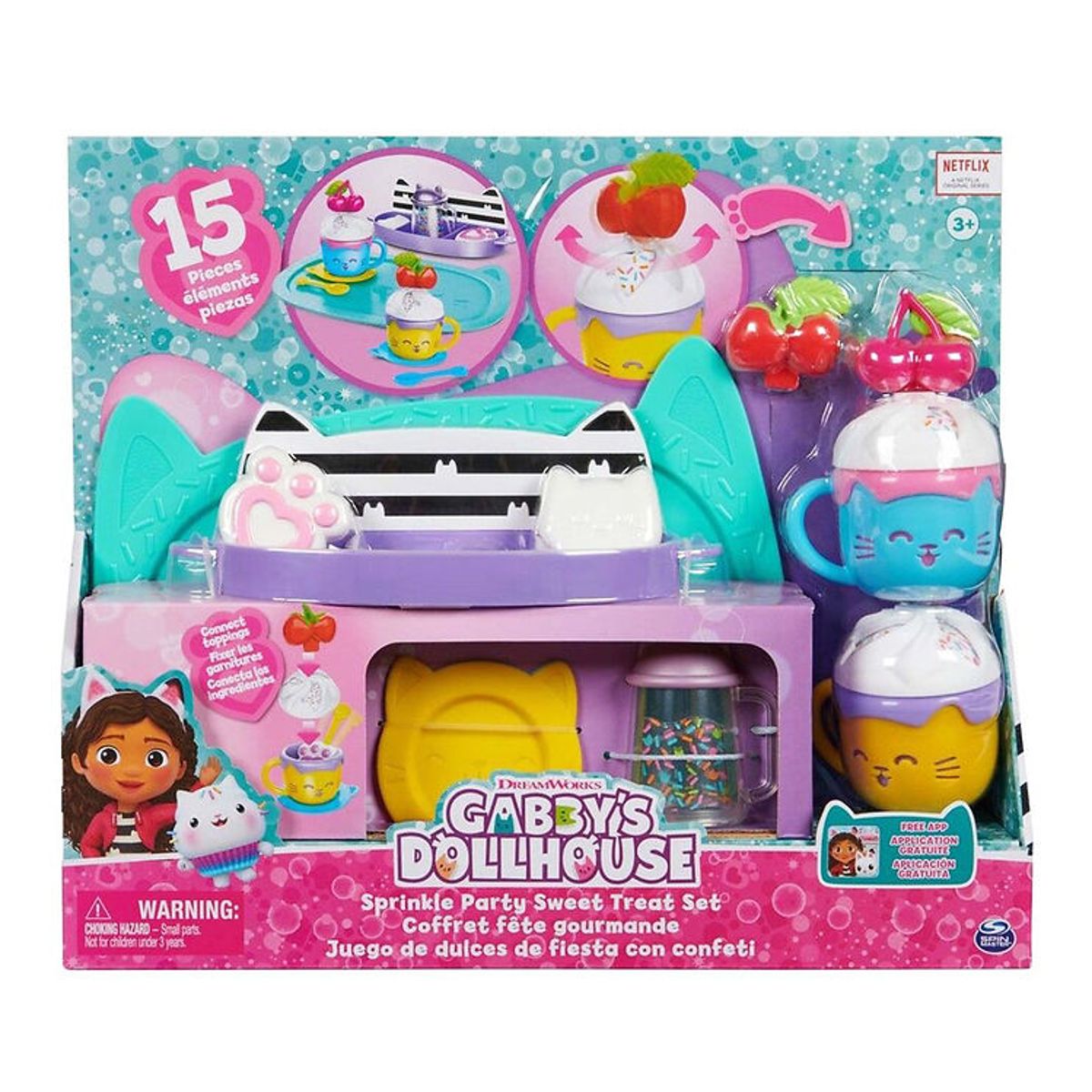 Gabby's Dollhouse Sæt - 15 Dele - Sprinkle Party Sweet Treat Set