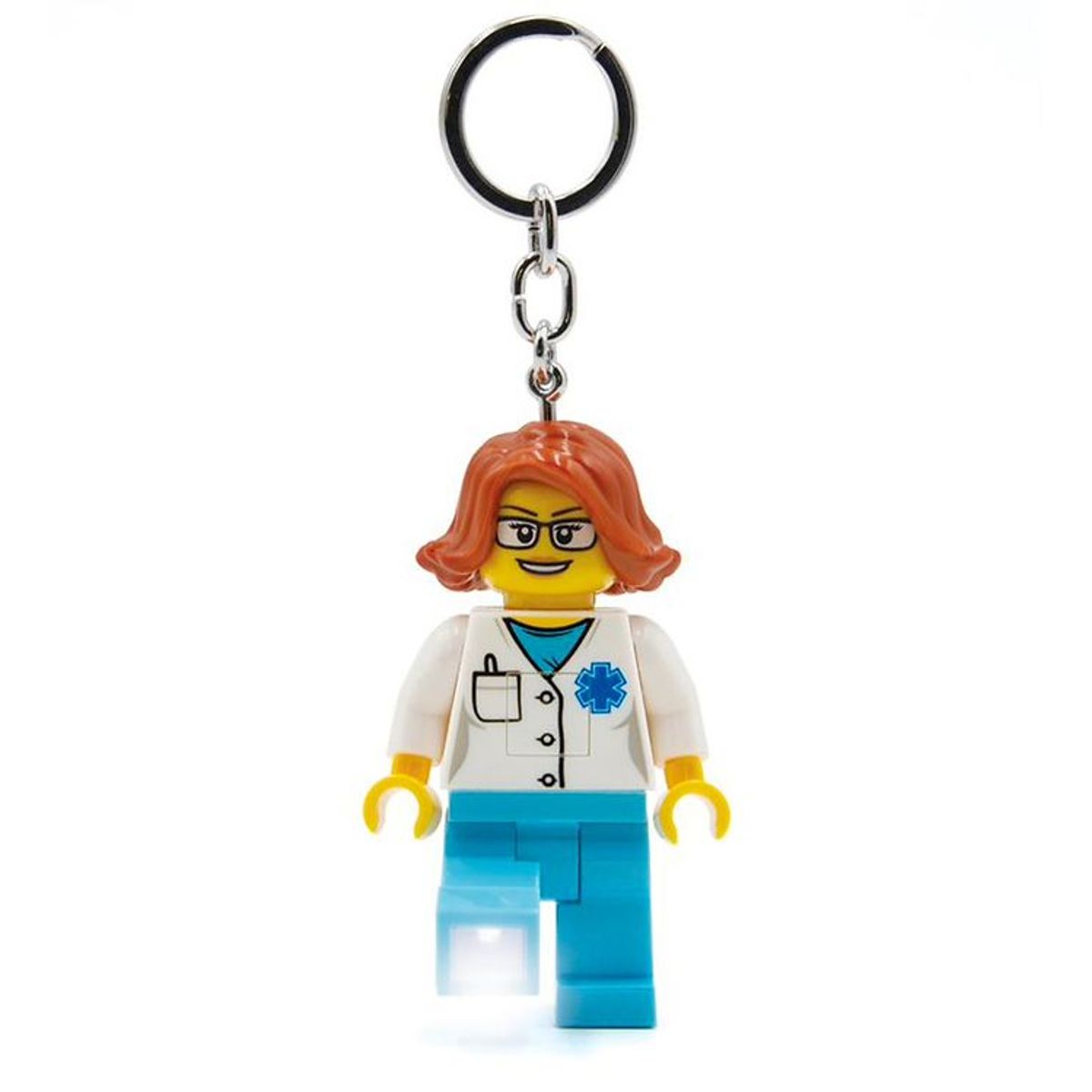 LEGO ® Nøglering m. Lommelygte - LEGO ® Female Doctor