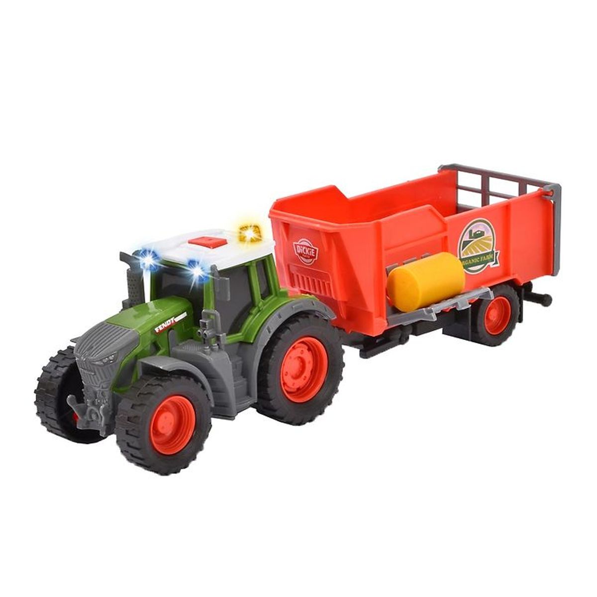 Dickie Toys Traktor m. Trailer - Fendt Farm Trailer - Lys/Lyd