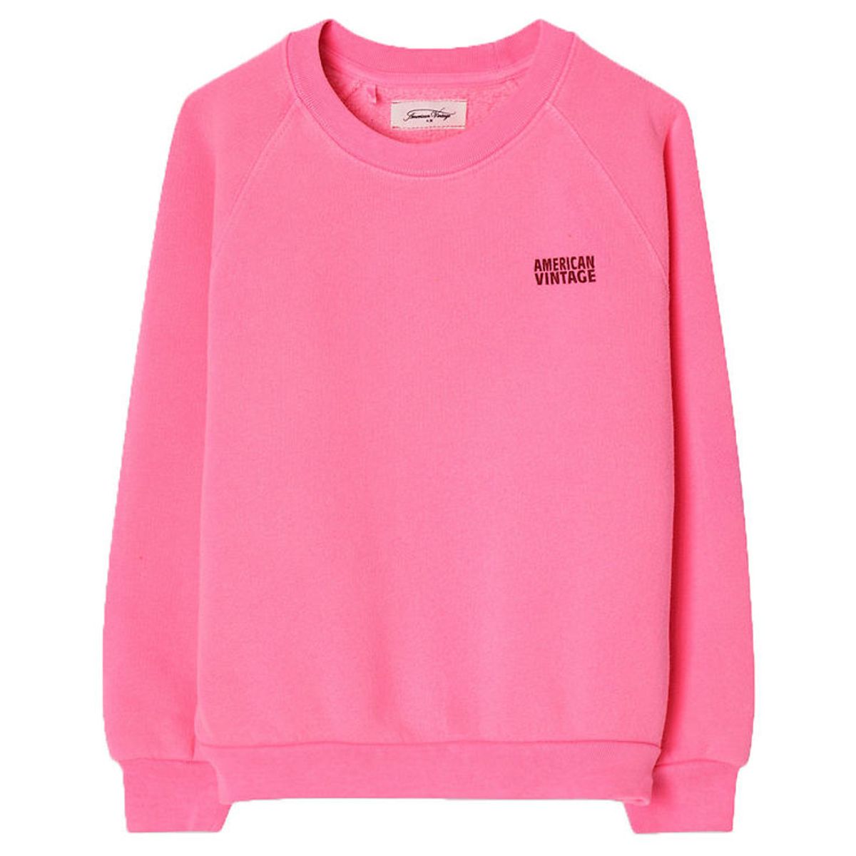 American Vintage Sweatshirt - Col Rond - Rose Fluo