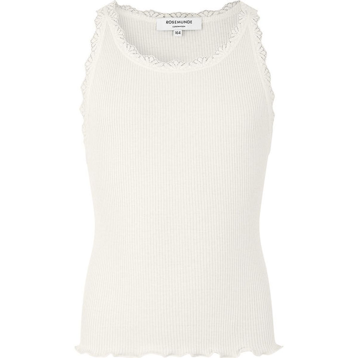 Rosemunde Top - Silke/Bomuld - New White m. Blonder