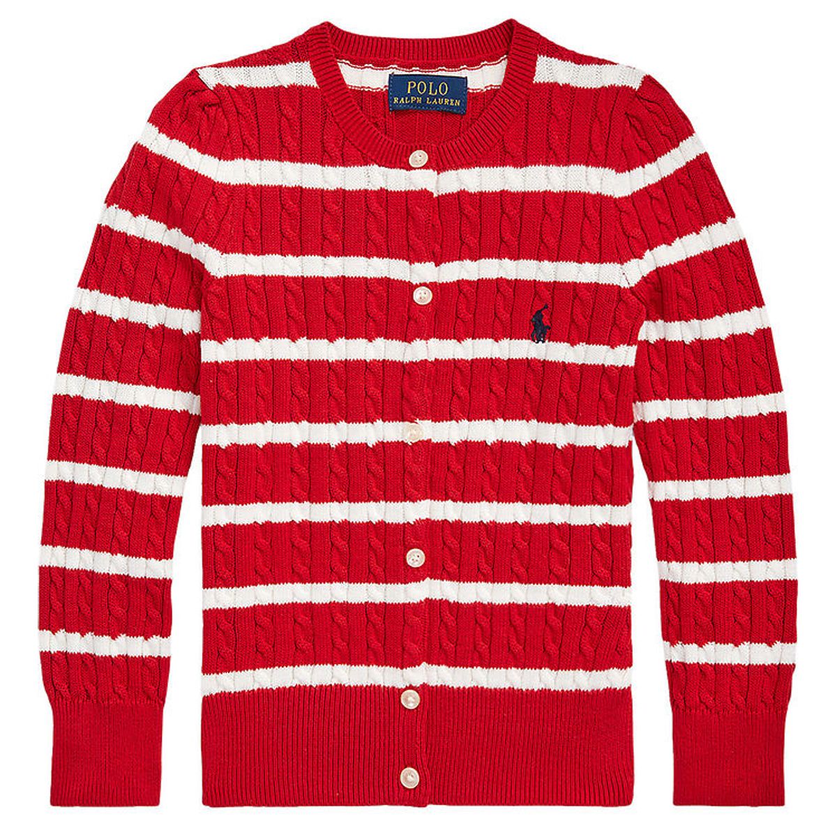 Polo Ralph Lauren Cardigan - Strik - Rød/Hvidstribet