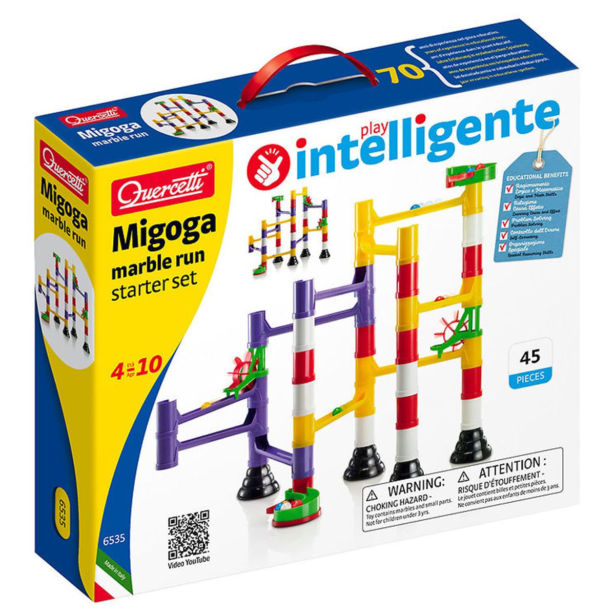 Quercetti Kuglebane - Migoga Marble Run Starter Set - 45 Dele -