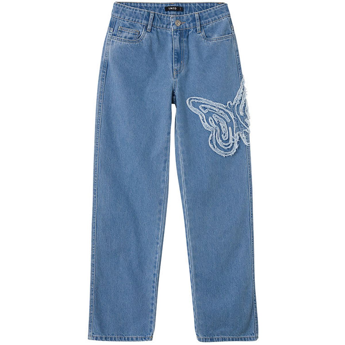 LMTD Jeans - NlfAppizza - Light Blue Denim m. Sommerfugl