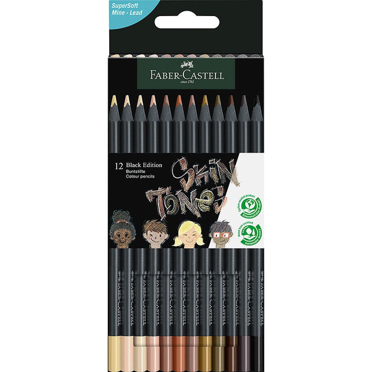 Faber-Castell Farveblyanter - Trekantet - Black Edition - 12 stk