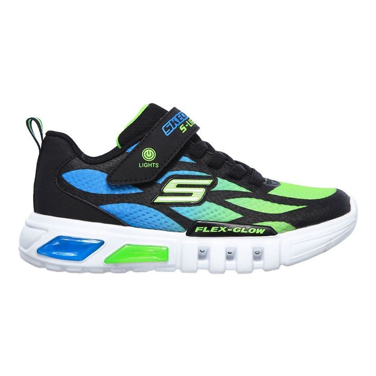 Skechers Sko m. Lys - Dezlo - Sort/Blå/Lime