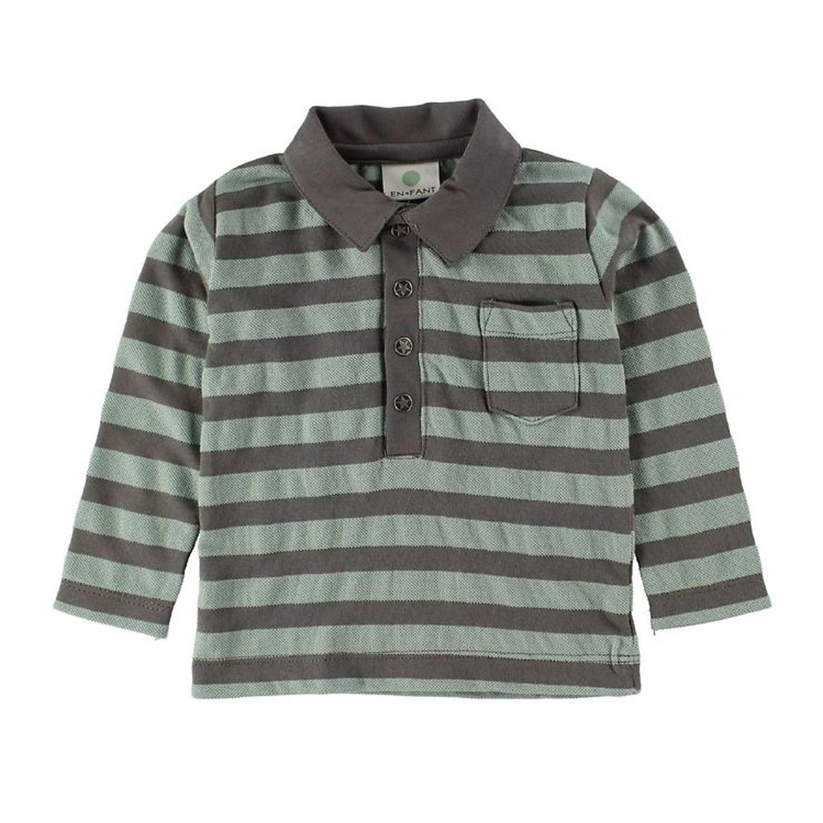 En Fant Polo Bluse - Mint/Gråstribet m. Lomme