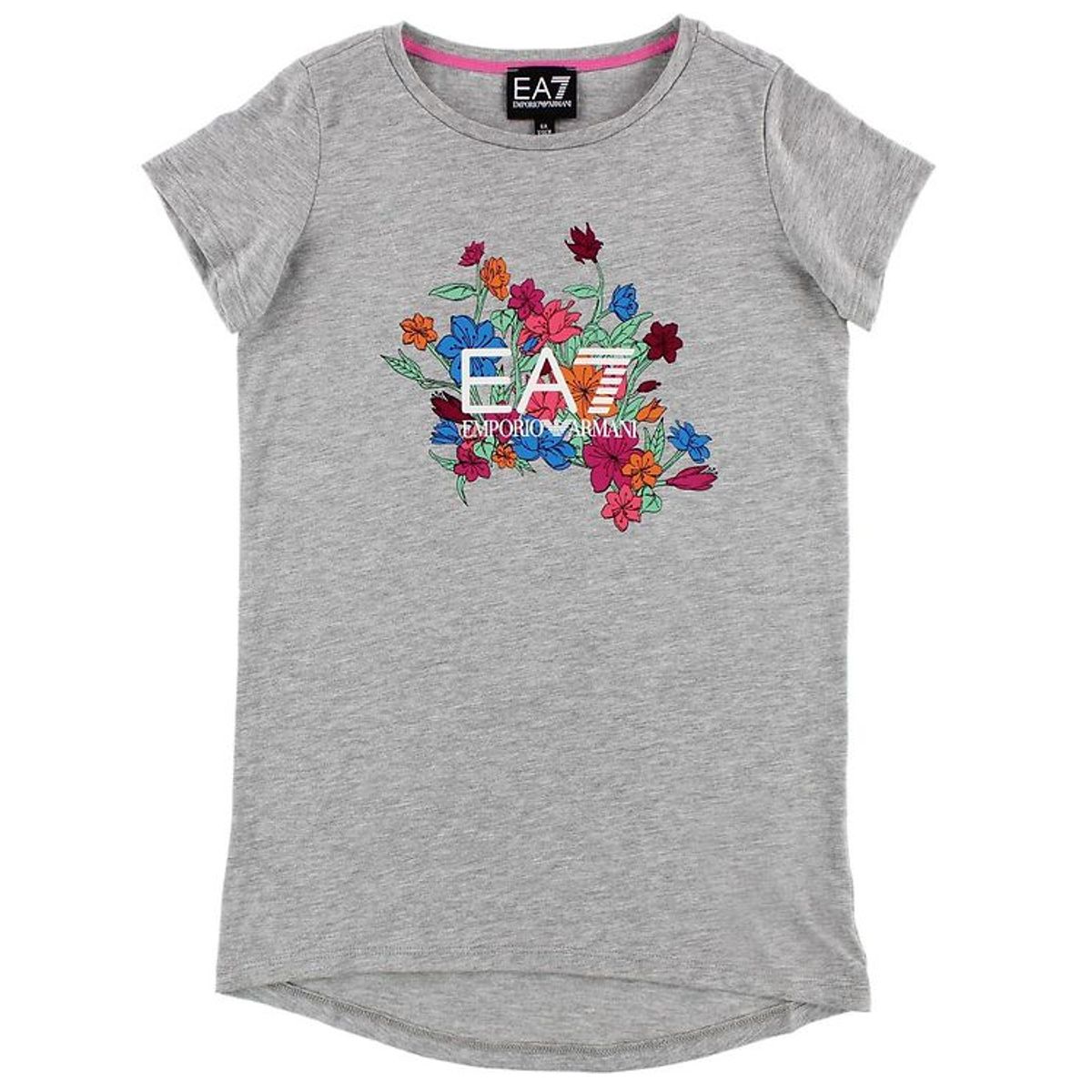 EA7 T-shirt - Gråmeleret m. Blomster