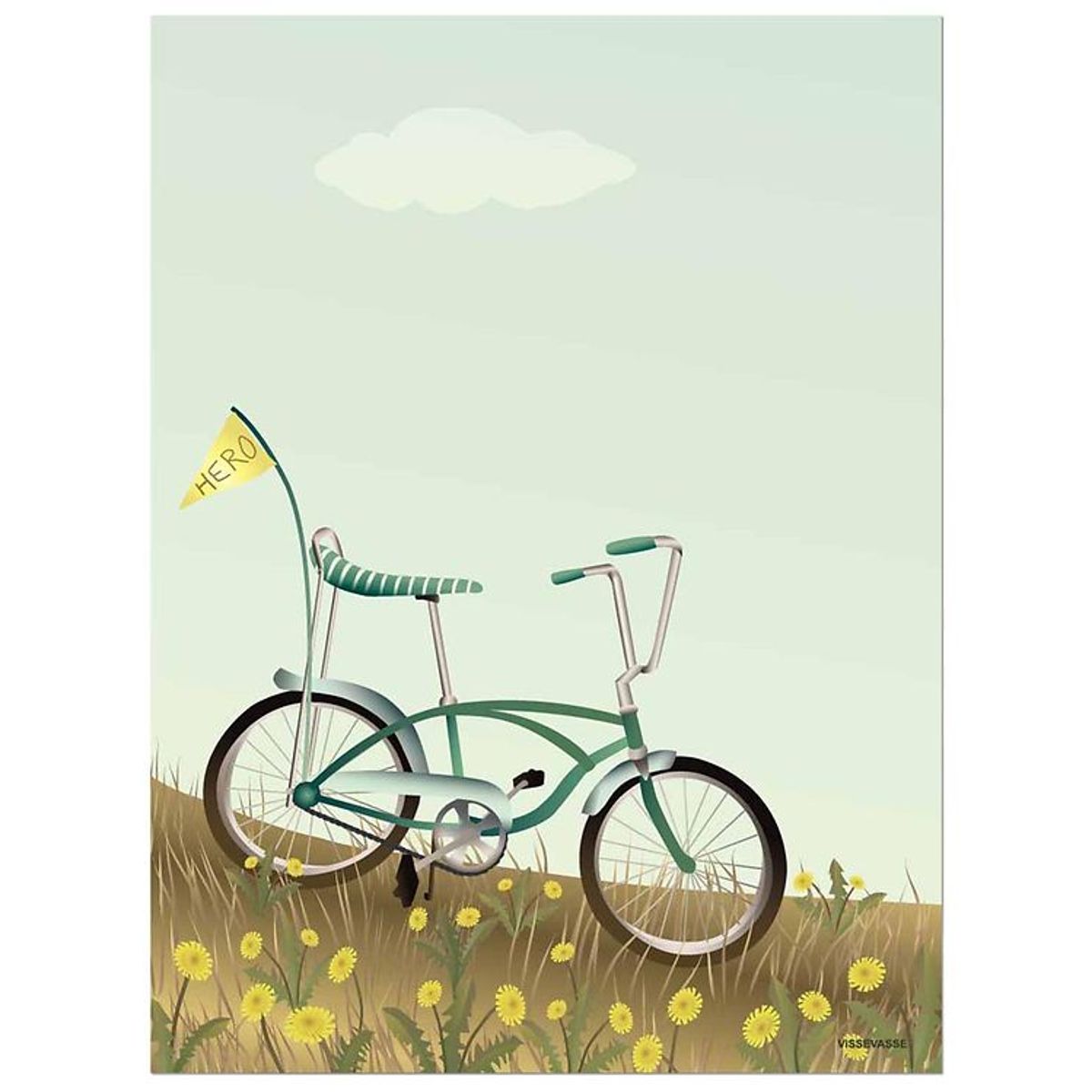 Vissevasse Plakat - 30x40 - Bike With A Flag