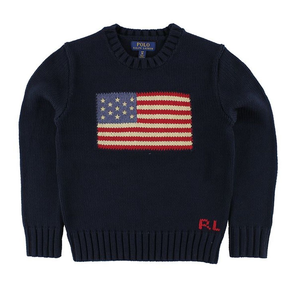 Polo Ralph Lauren Bluse - Strik - Navy m. Flag