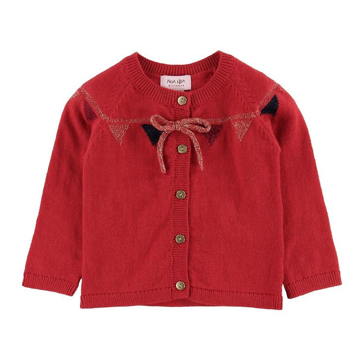 Noa Noa miniature Cardigan - Rød/Guld m. Sløjfe