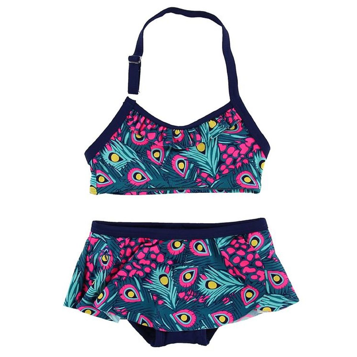 Color Kids Bikini - Tracy - Navy/Pink m. Påfuglefjer