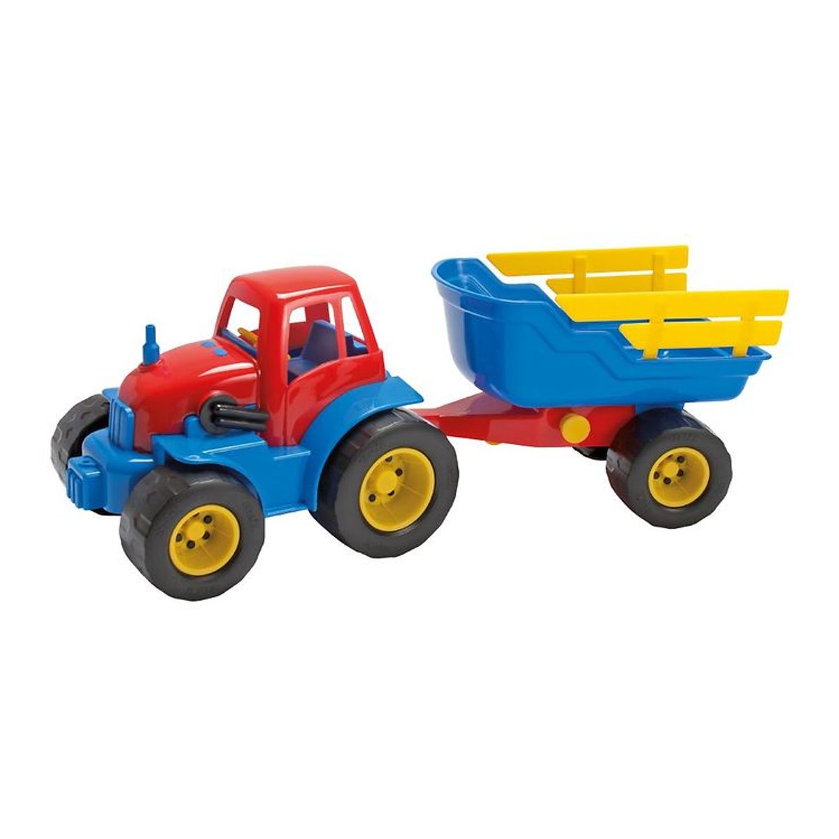 Dantoy Traktor m. Anhænger - 41 cm - Rød/Blå