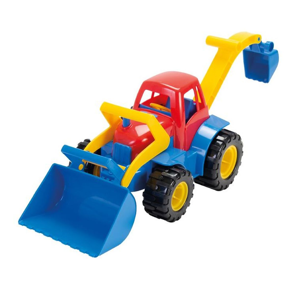 Dantoy Traktor m. Rendegraver - 27 cm - Rød/Blå