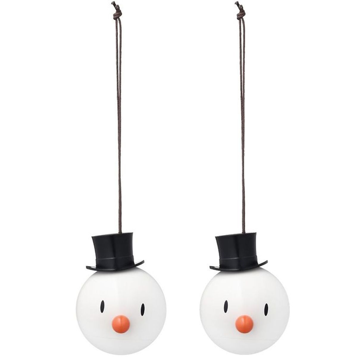 Hoptimist Julekugler - Snowman - 2 stk - Ø:5 cm - Hvid