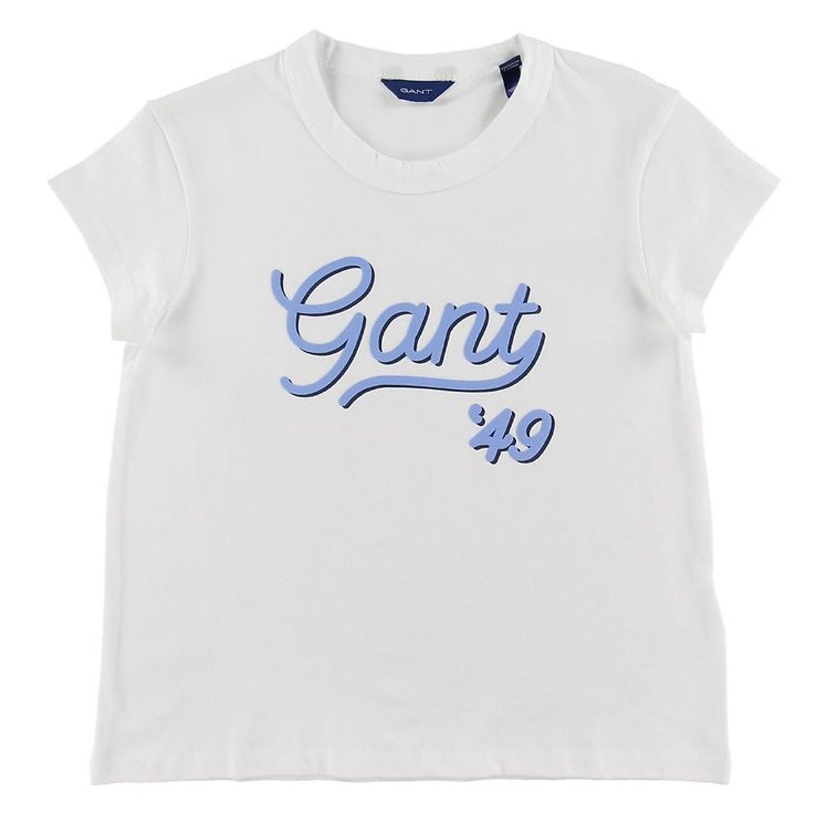 GANT T-shirt - Gant Script - Hvid m. Lyseblå