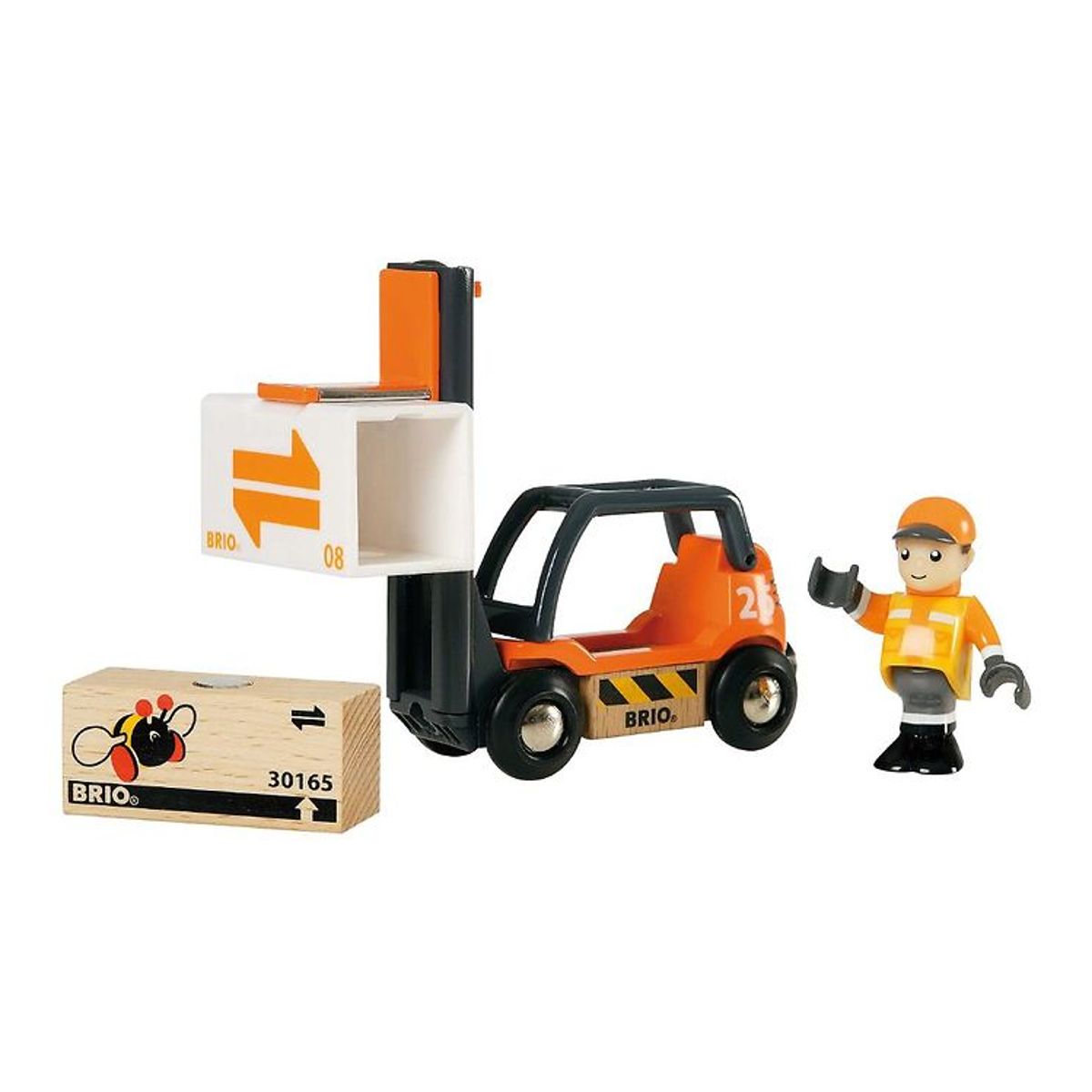 BRIO World Gaffeltruck m. Tilbehør - 9 cm - Orange/Sort 33573