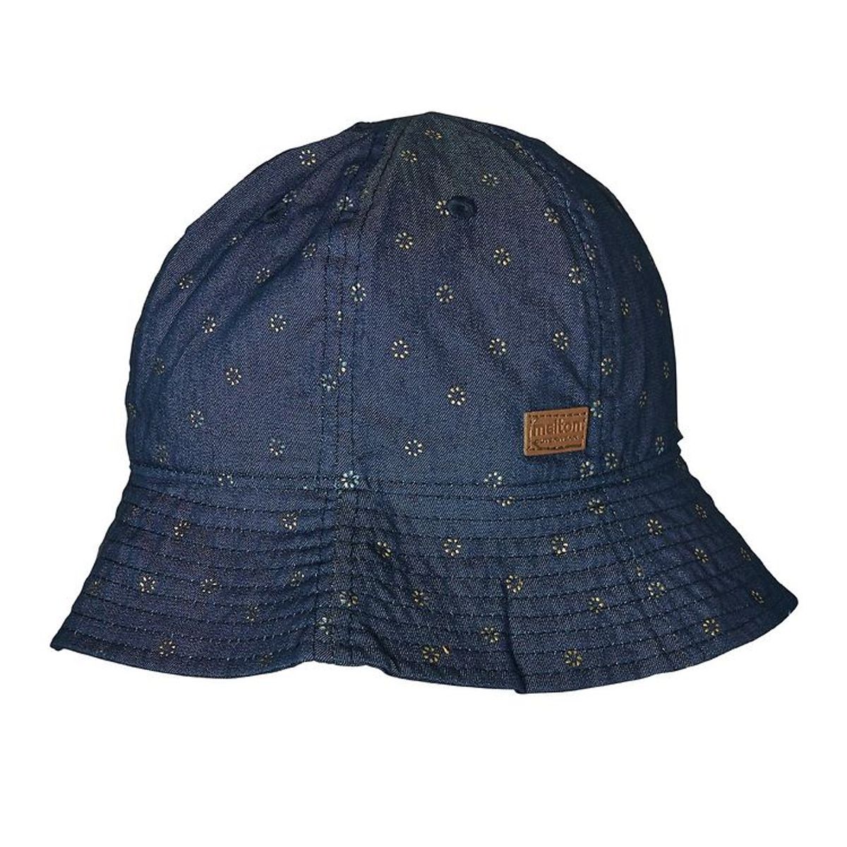 Melton Sommerhat - UV30 - Blå Denim m. Blomster