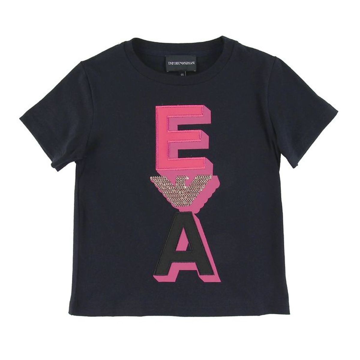 Emporio Armani T-shirt - Navy m. Pink/Guld