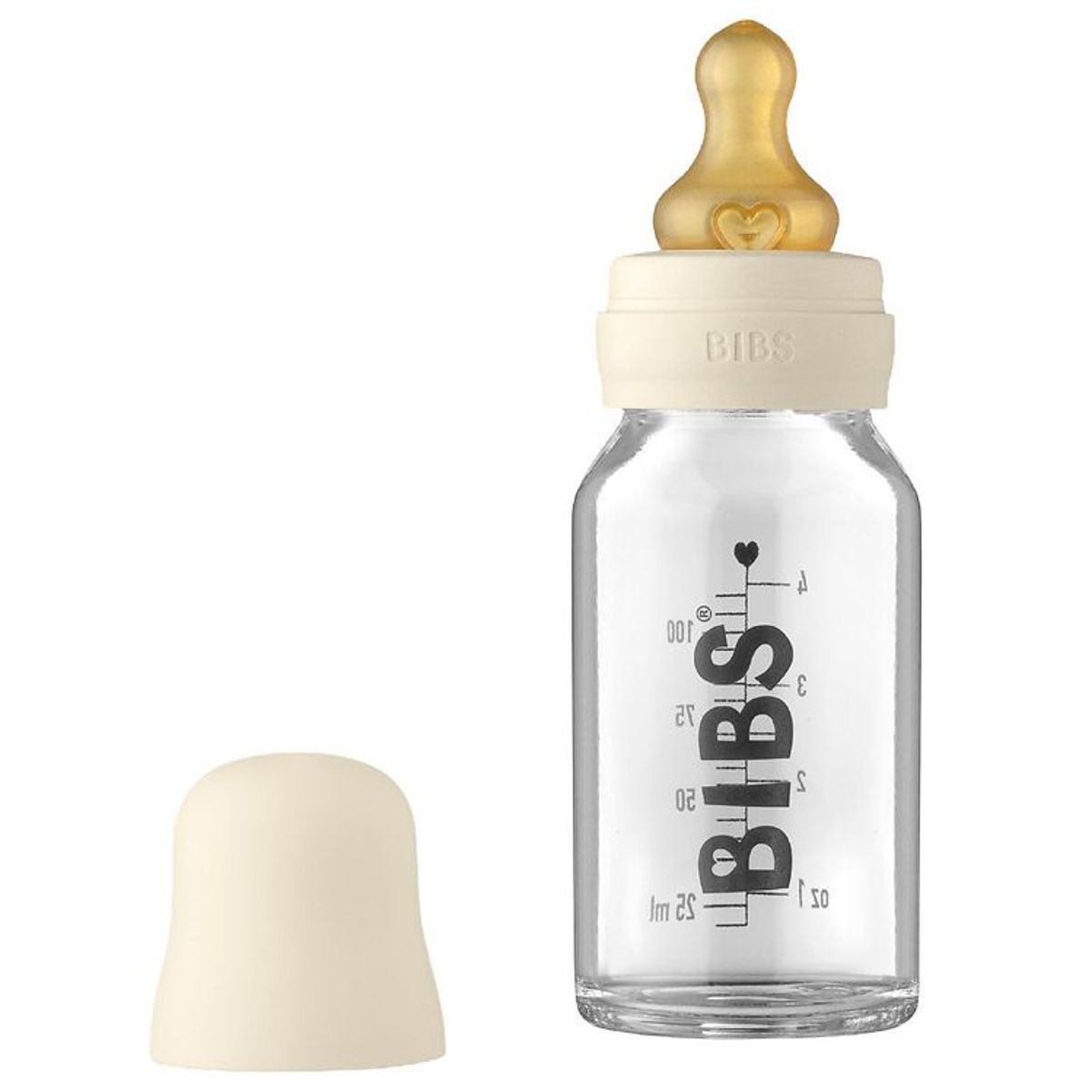 BIBS Sutteflaske - Glas - Slow Flow - 110 ml - Naturgummi - Ivor