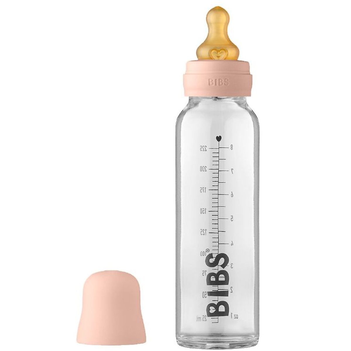 BIBS Sutteflaske - Glas - Slow Flow - 225 ml - Naturgummi - Blus