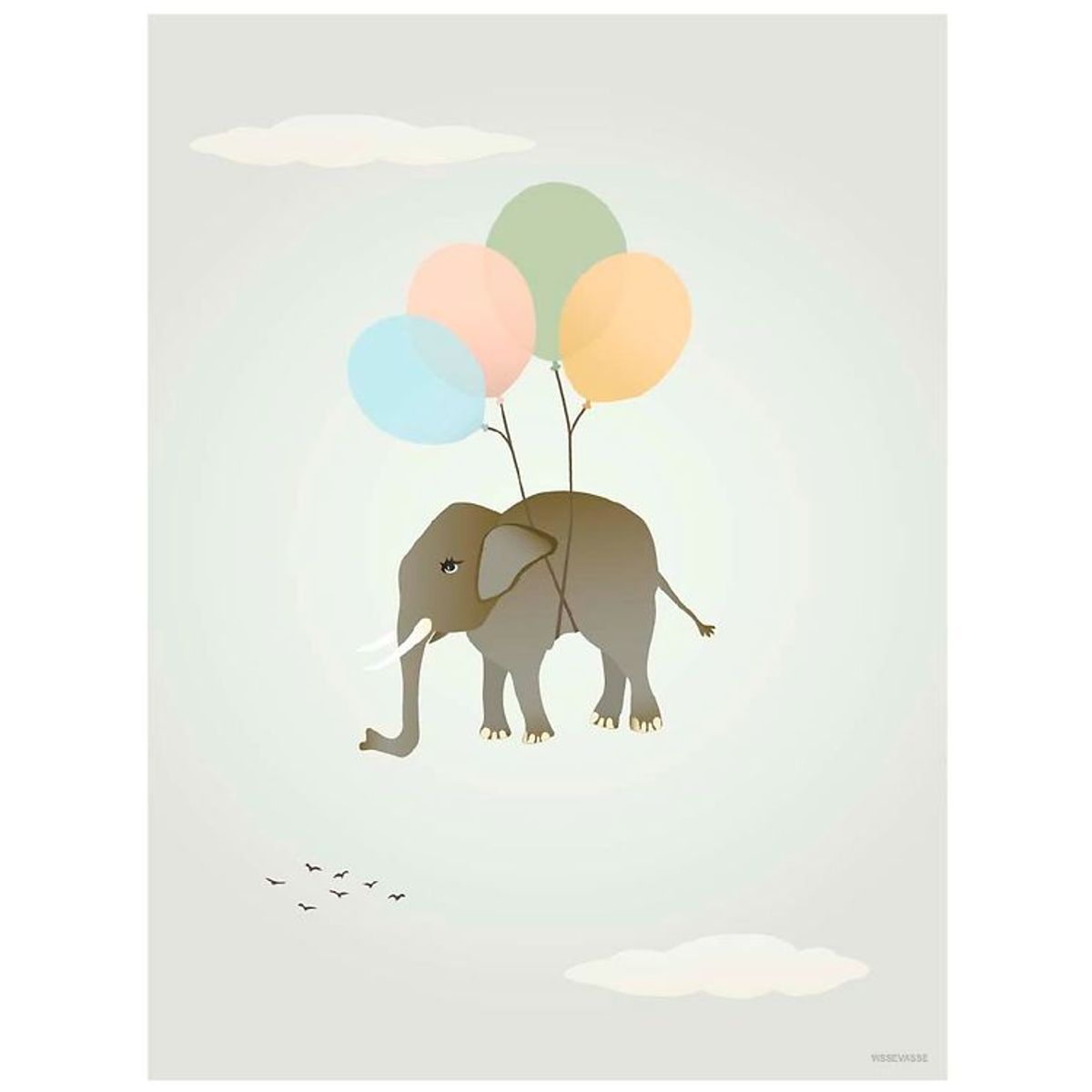 Vissevasse Plakat - 50x70 - Flying Elephant