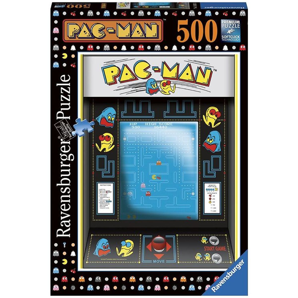 Ravensburger Puslespil - 500 Brikker - Pac-Man