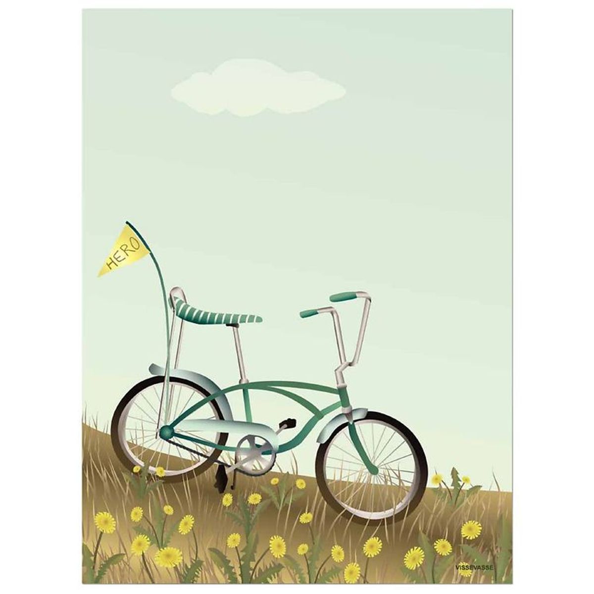 Vissevasse Plakat - 50x70 - Bike With A Flag