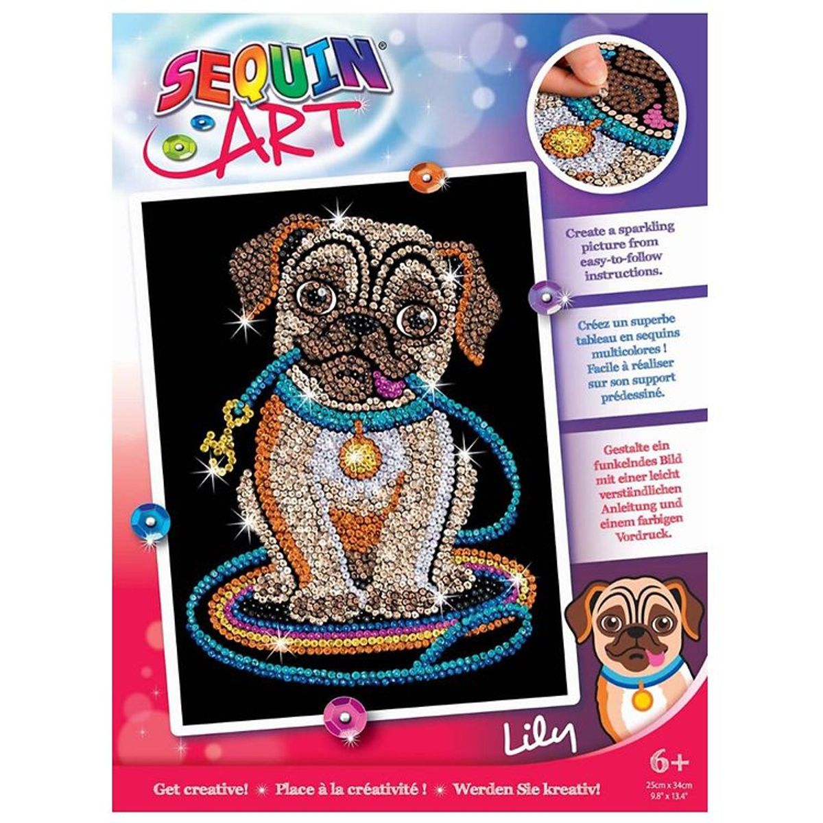 Sequin Art Pailletbillede - Lily - Mops