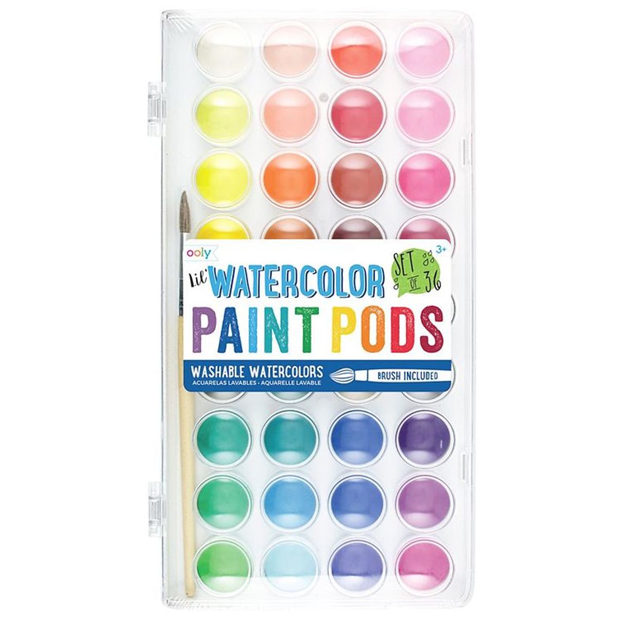 Ooly Vandfarver m. Pensel - Paint Pods - 36 stk - Multifarvet