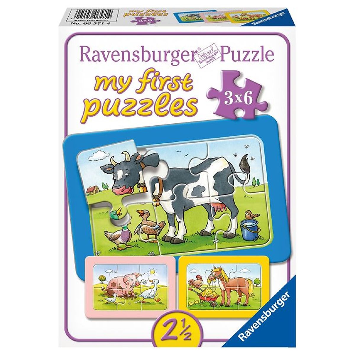 Ravensburger Puslespil - My First - 3x6 Brikker - Animal Friends