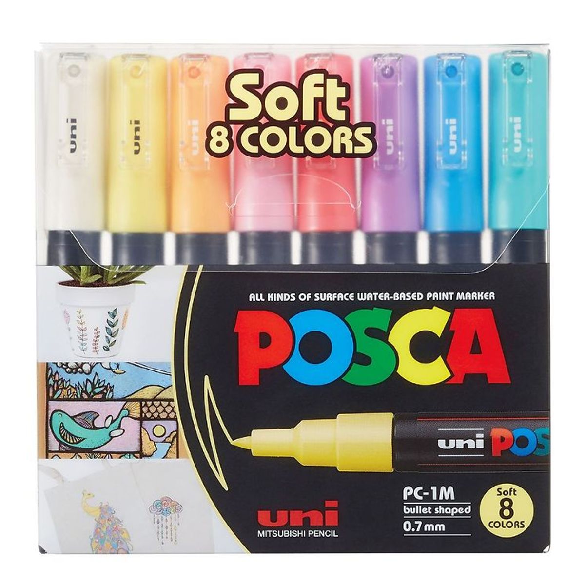 Posca Tuscher - PC-1M - 8 stk. - Afdæmpede Farver