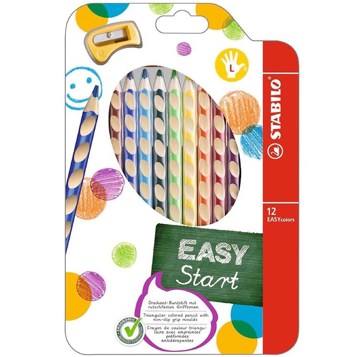 Stabilo Farveblyanter - EasyColors - Venstre - 12 stk. - Multifa